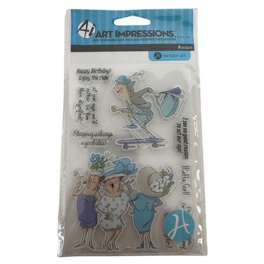Art Impressions Clear Stamps Funny Ladies Shopping Birthday Humor Friendship Cardmaking Sassy Grandma