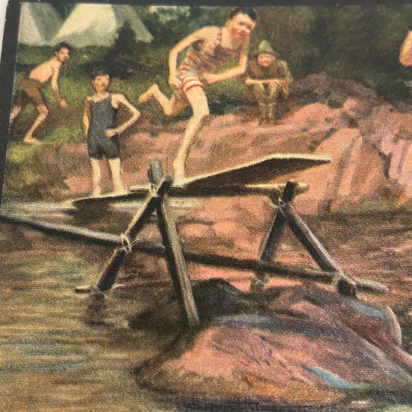 Boy Scout Gum Postcard Diving Board Swimming Hole Antique 1914 Collectible #2