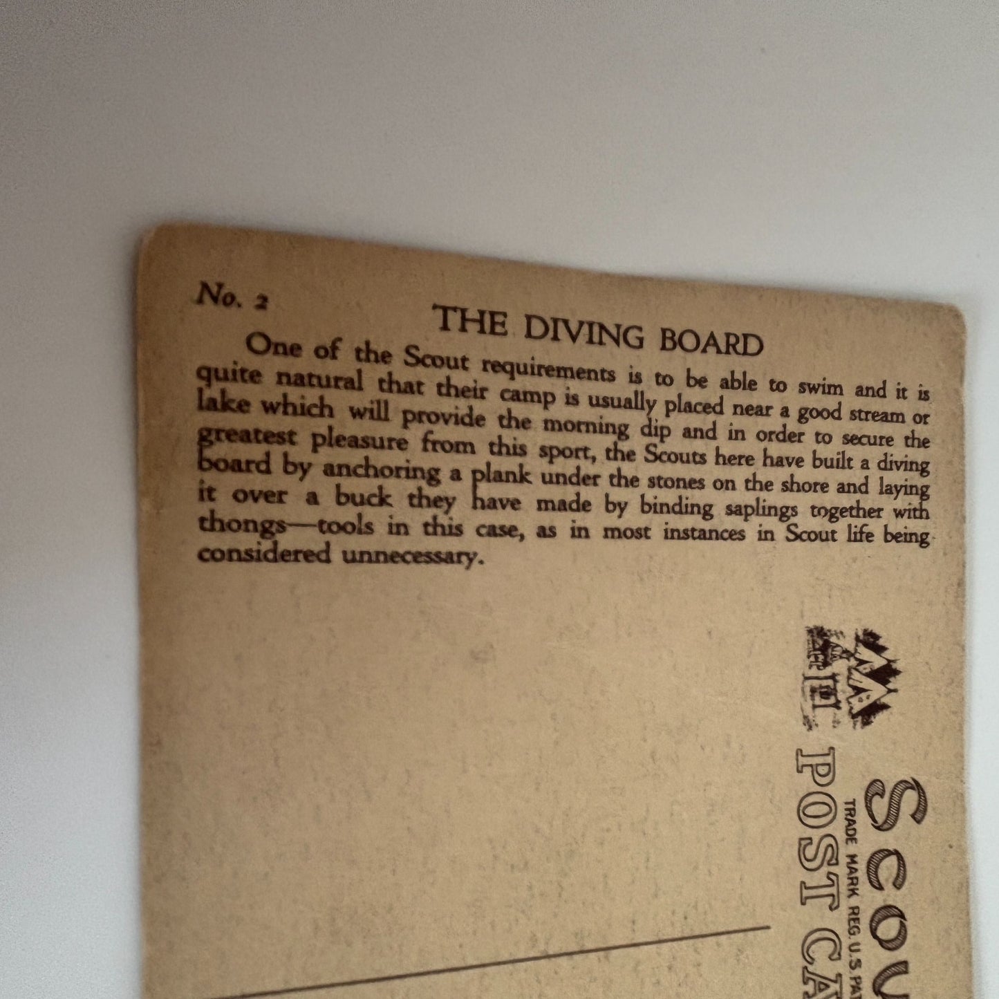 Boy Scout Gum Postcard Diving Board Swimming Hole Antique 1914 Collectible #2