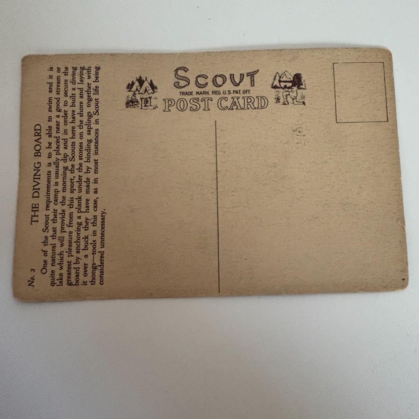 Boy Scout Gum Postcard Diving Board Swimming Hole Antique 1914 Collectible #2