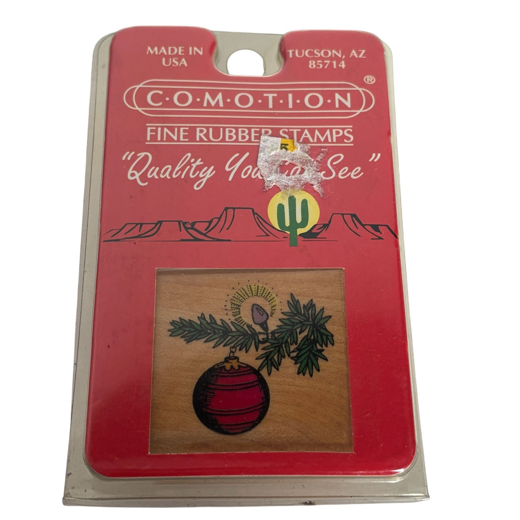 Comotion Rubber Stamp Christmas Ornament Tree Light Christmas Winter Holidays