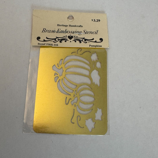 Heritage Handcrafts Brass Pumpkin Embossing Stencil PRH-116 Fall Craft Halloween