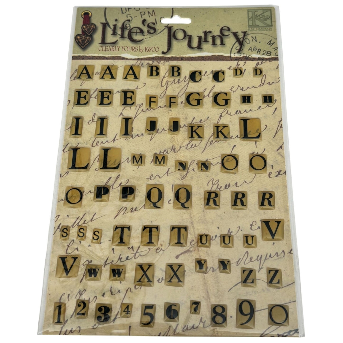 K&Company Lifes Journey Domed Alphabet Letter Stickers Scrapbook Card Making Junk Journaling Vintage Style