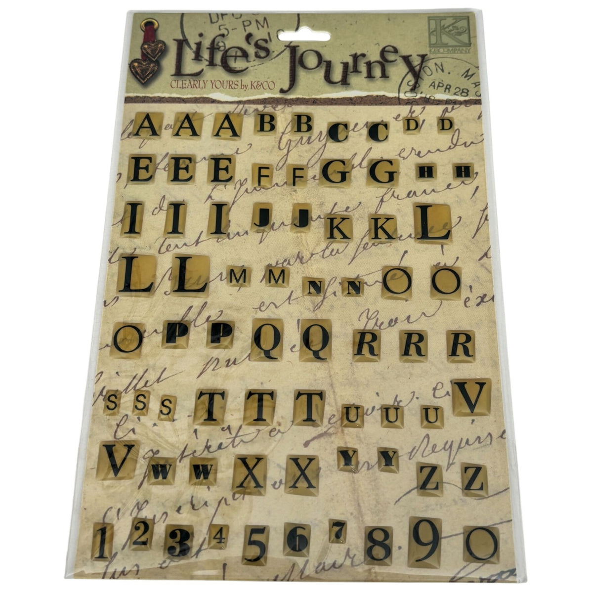 K&Company Lifes Journey Domed Alphabet Letter Stickers Scrapbook Card Making Junk Journaling Vintage Style