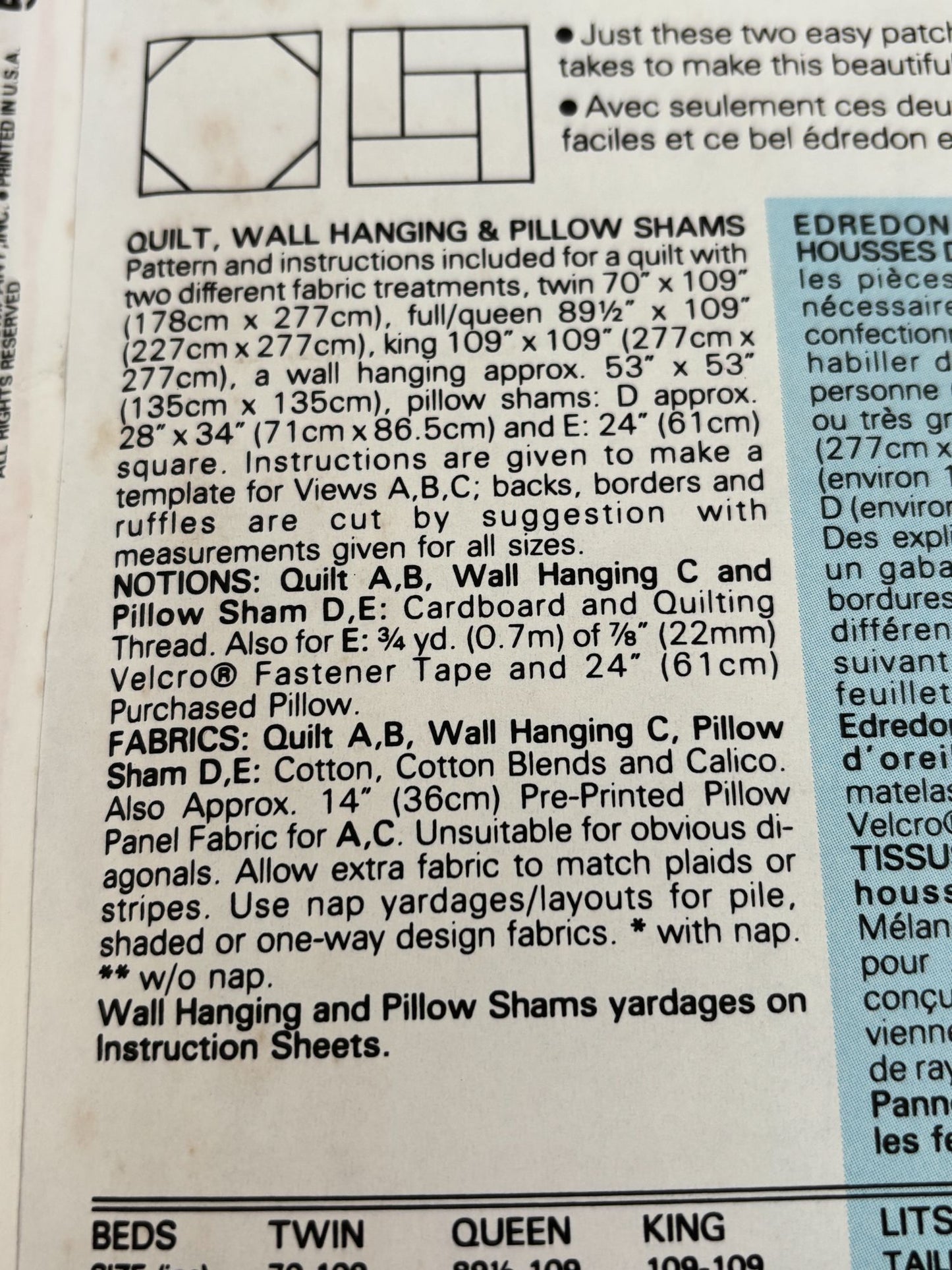 Butterick Sewing Pattern 5950 Home Decorating Quilt Wall Hanging Pillow Shams