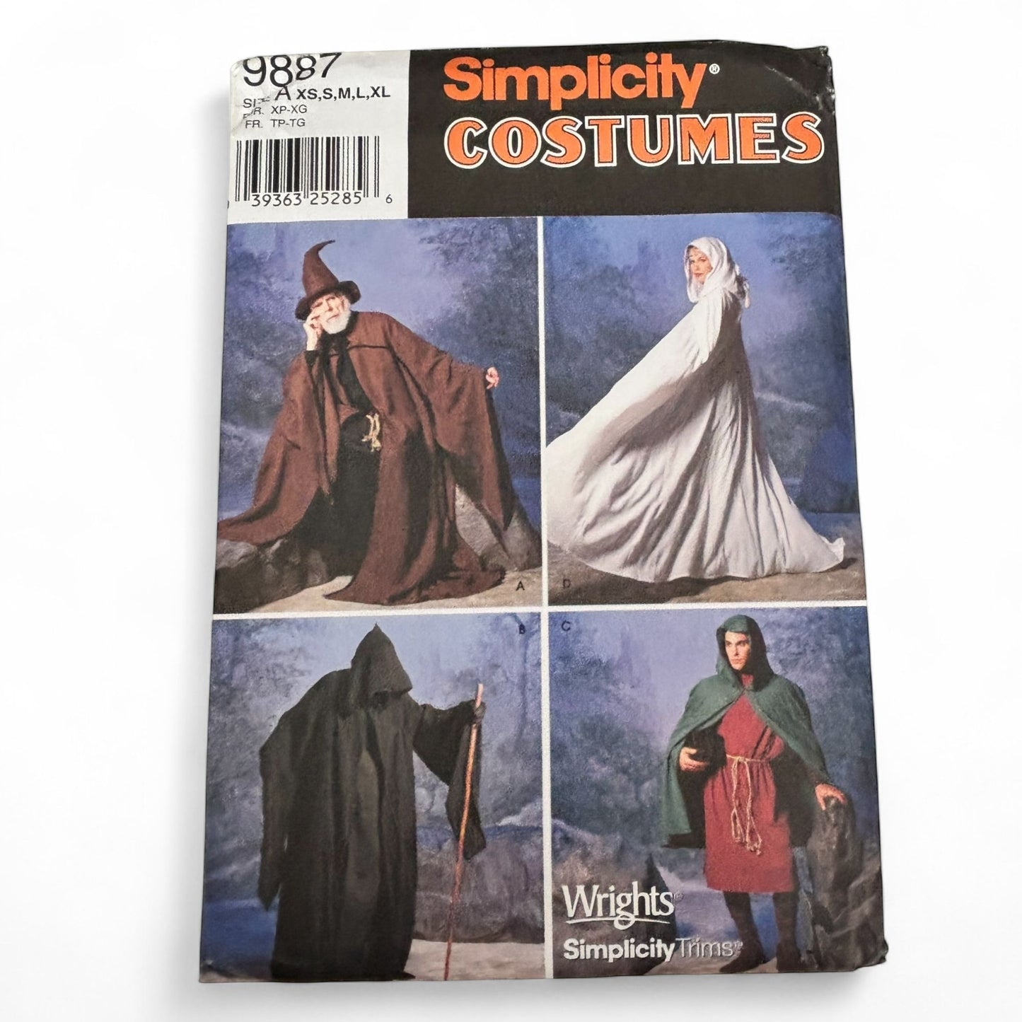 Simplicity Sewing Pattern 9887  Wizard Costume Cloak Tunic Hood Medieval Fantasy Capes Tunics Wizard Halloween Uncut