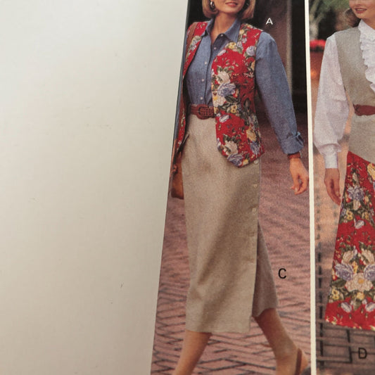Butterick Sewing Pattern 6793 90s Vest Shirt Skirt Preppy Cottage Core Casual Uncut 6-10