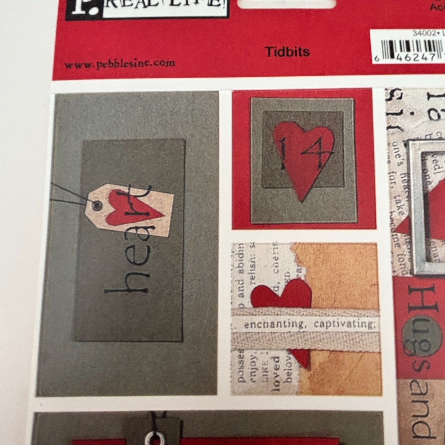 Pebbles Stickers Set Love Tidbits Die Cut Kissing Heart Hugs Kisses Embrace Heart Scrapbooking