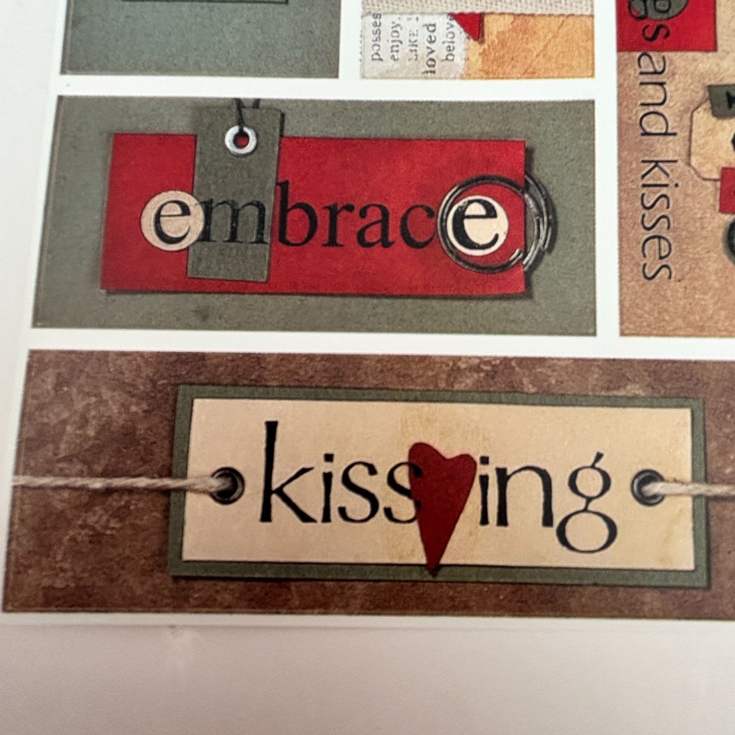 Pebbles Stickers Set Love Tidbits Die Cut Kissing Heart Hugs Kisses Embrace Heart Scrapbooking