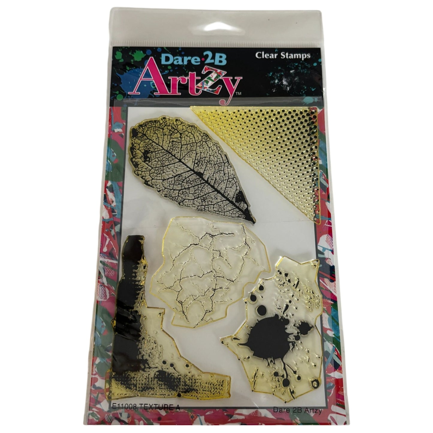 Dare 2B Artzy Texture Stamp Set Leaf Grunge Mixed Media Background Abstract Paint Splatter
