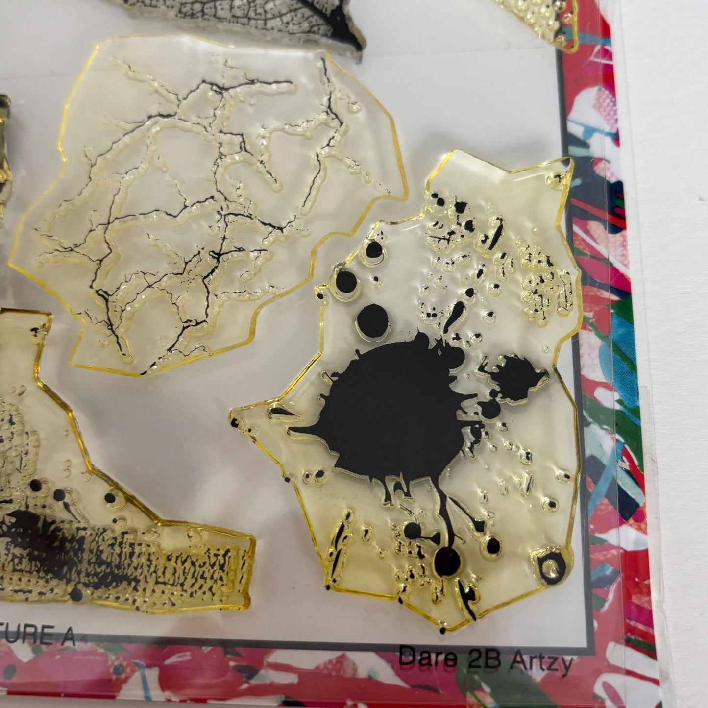 Dare 2B Artzy Texture Stamp Set Leaf Grunge Mixed Media Background Abstract Paint Splatter