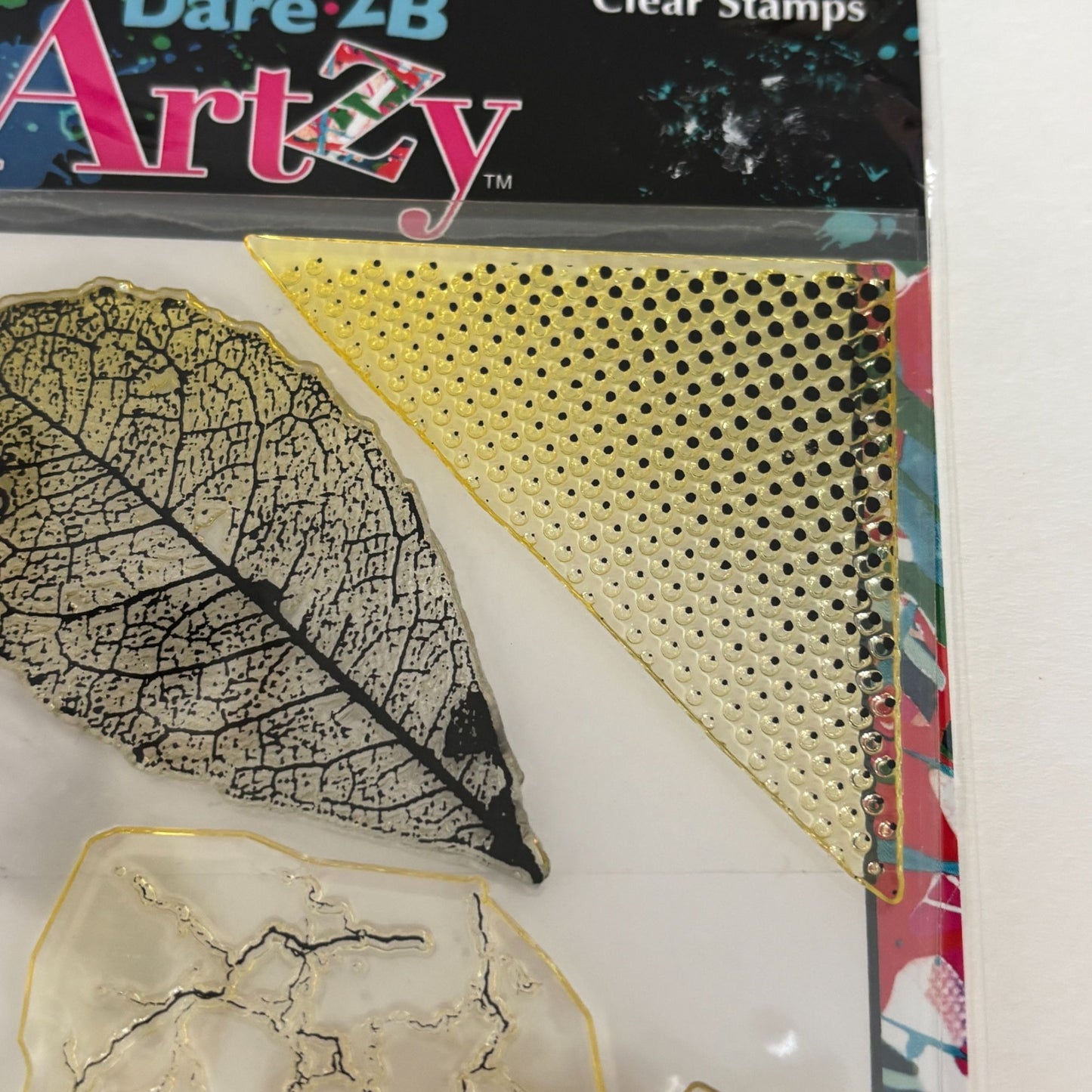 Dare 2B Artzy Texture Stamp Set Leaf Grunge Mixed Media Background Abstract Paint Splatter