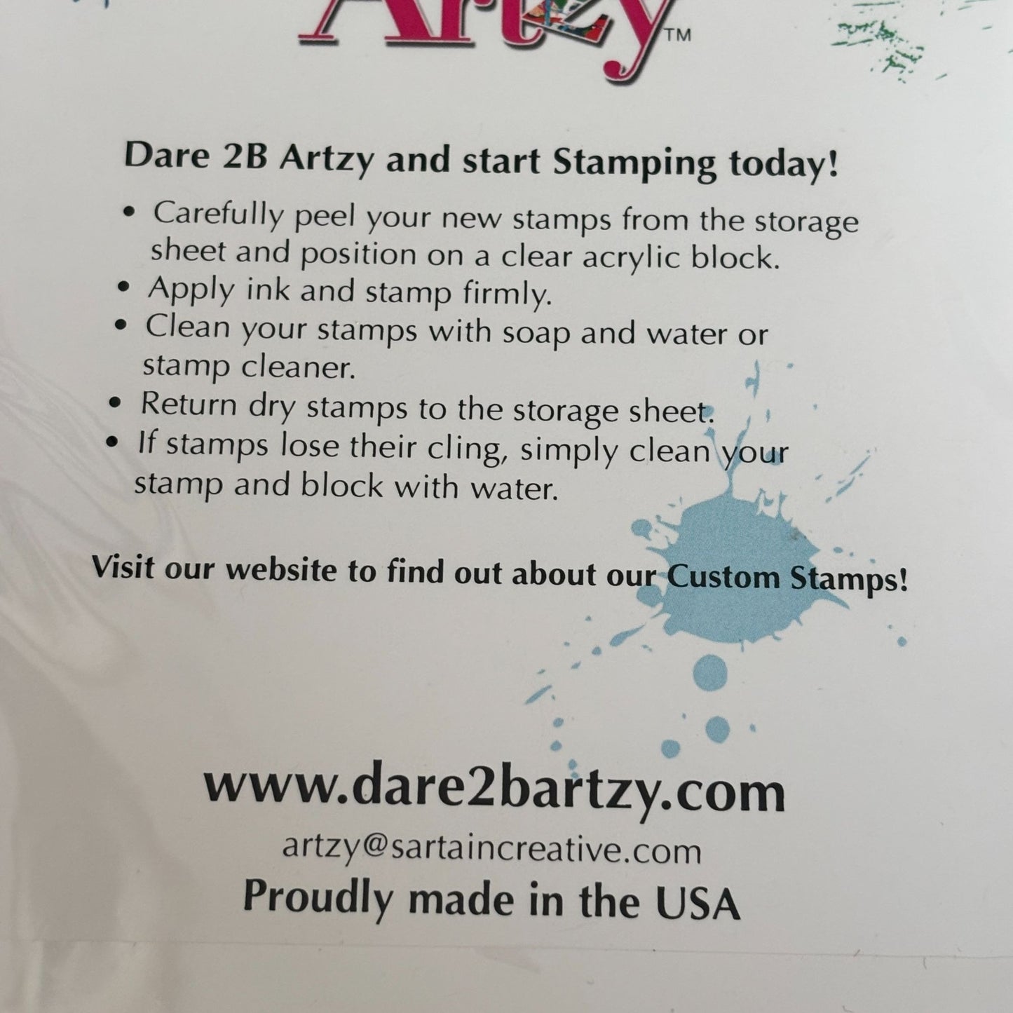 Dare 2B Artzy Texture Stamp Set Leaf Grunge Mixed Media Background Abstract Paint Splatter