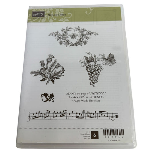 Stampin Up Natures Pace Clear Mount Rubber Stamps Grapes Music Border Bee Set 6