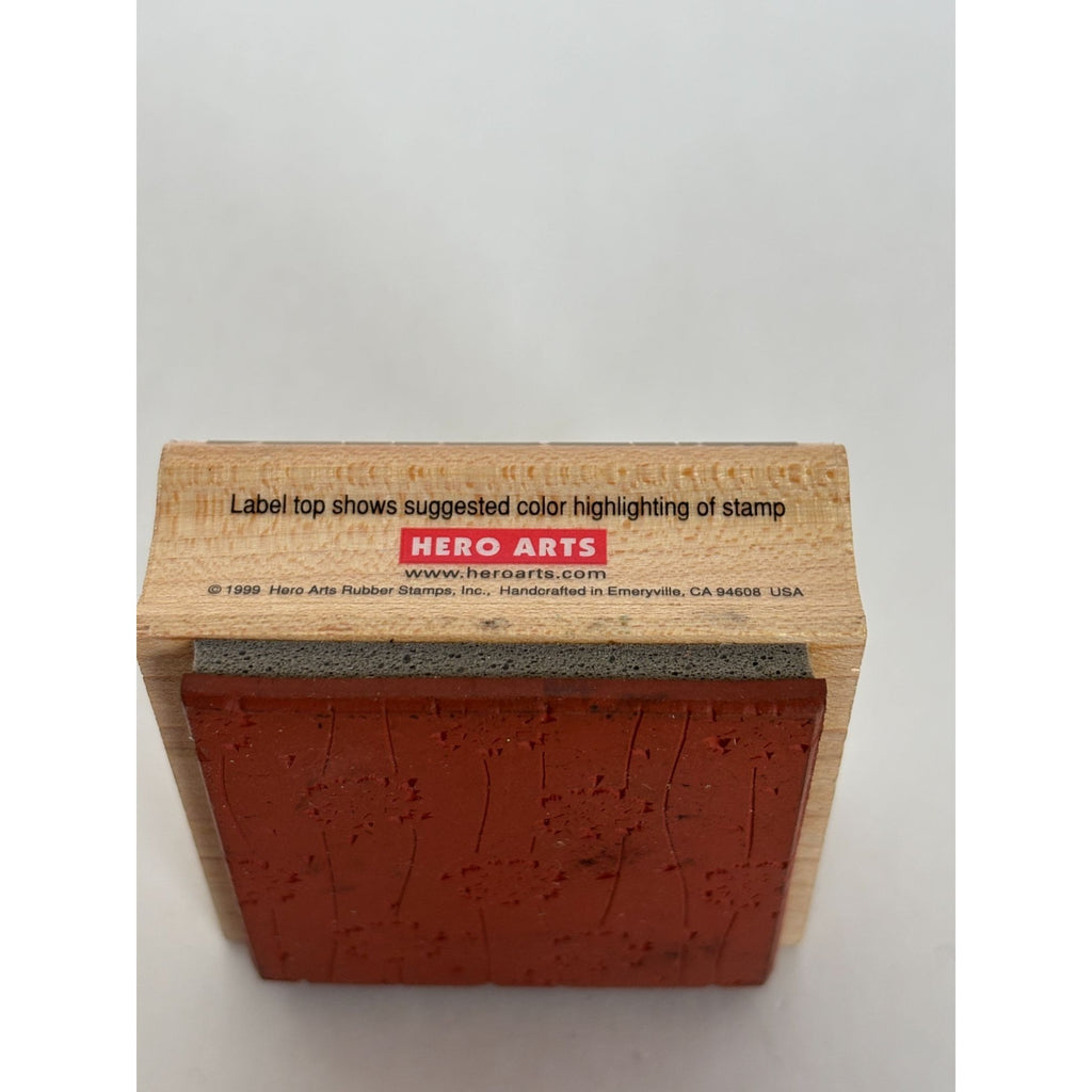 Hero Arts Rubber Stamp Textiles Four Square Poetic Prints Flowers Wood Mounted
