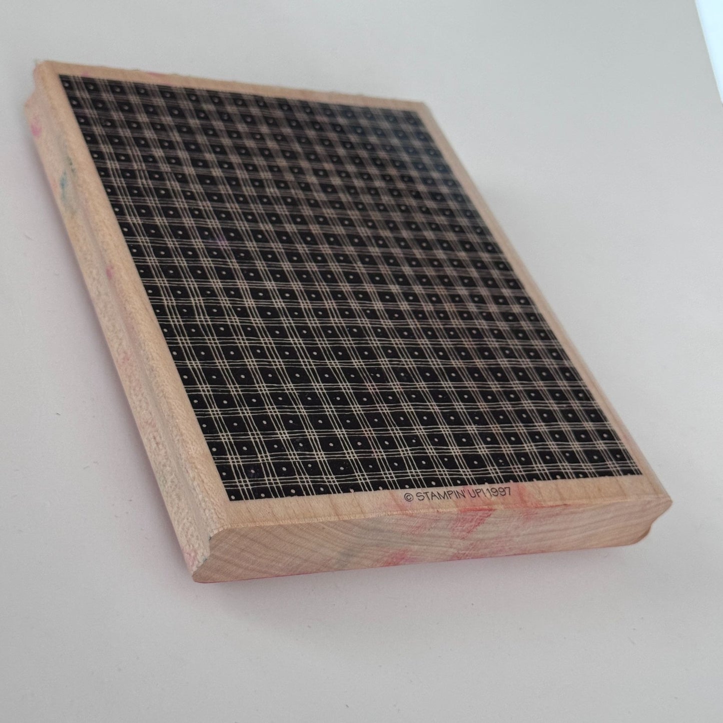 Stampin Up Rubber Stamp Pindot Plaid Background Texture Craft Large Card Making