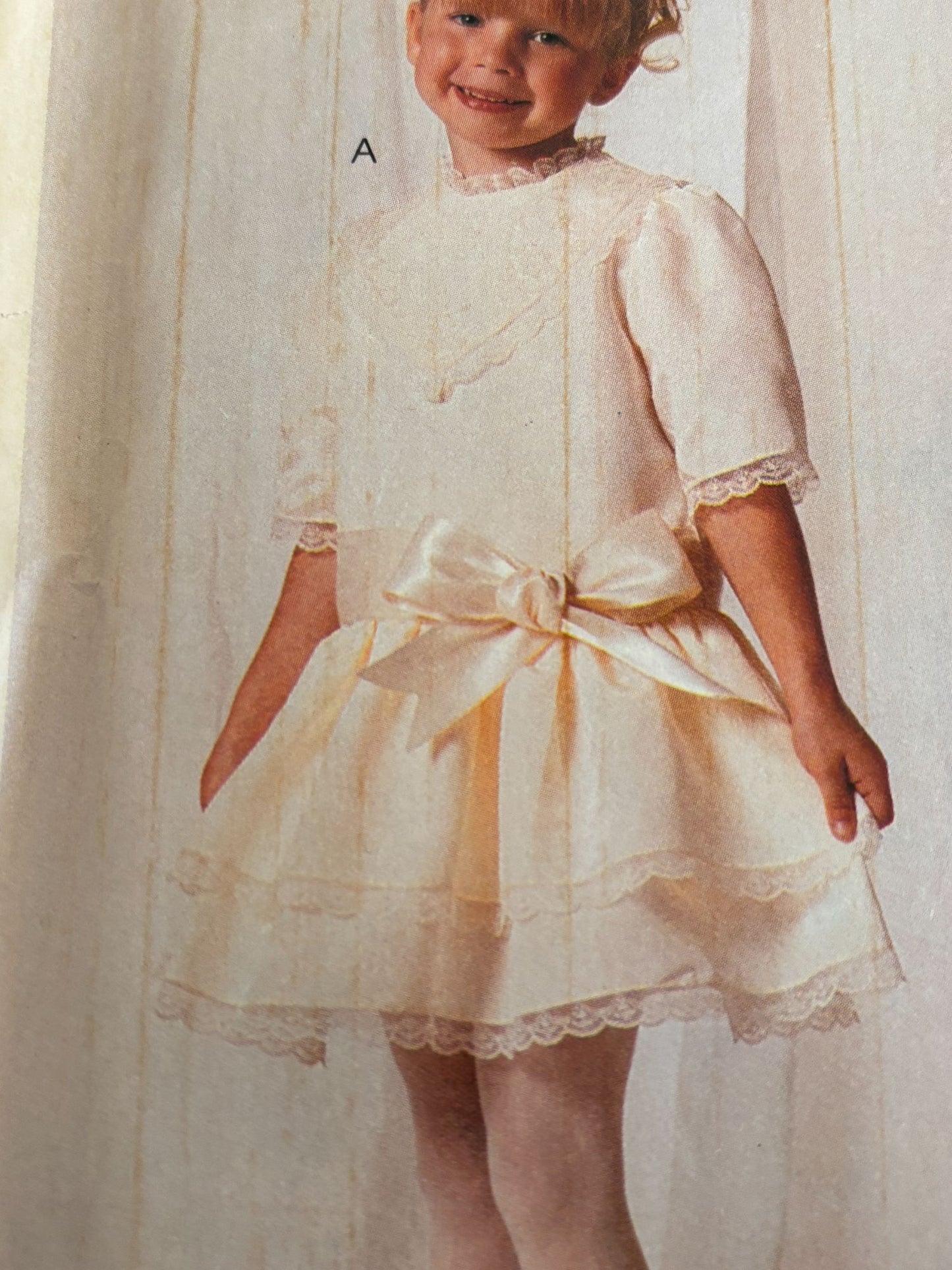 McCalls Sewing Pattern 2843 Girls Party Dress Sash Sizes 2 3 4 Vintage 1980s UC