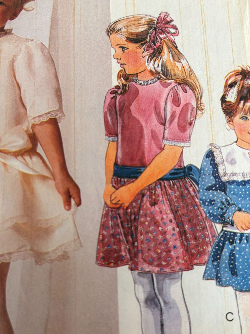 McCalls Sewing Pattern 2843 Girls Party Dress Sash Sizes 2 3 4 Vintage 1980s UC