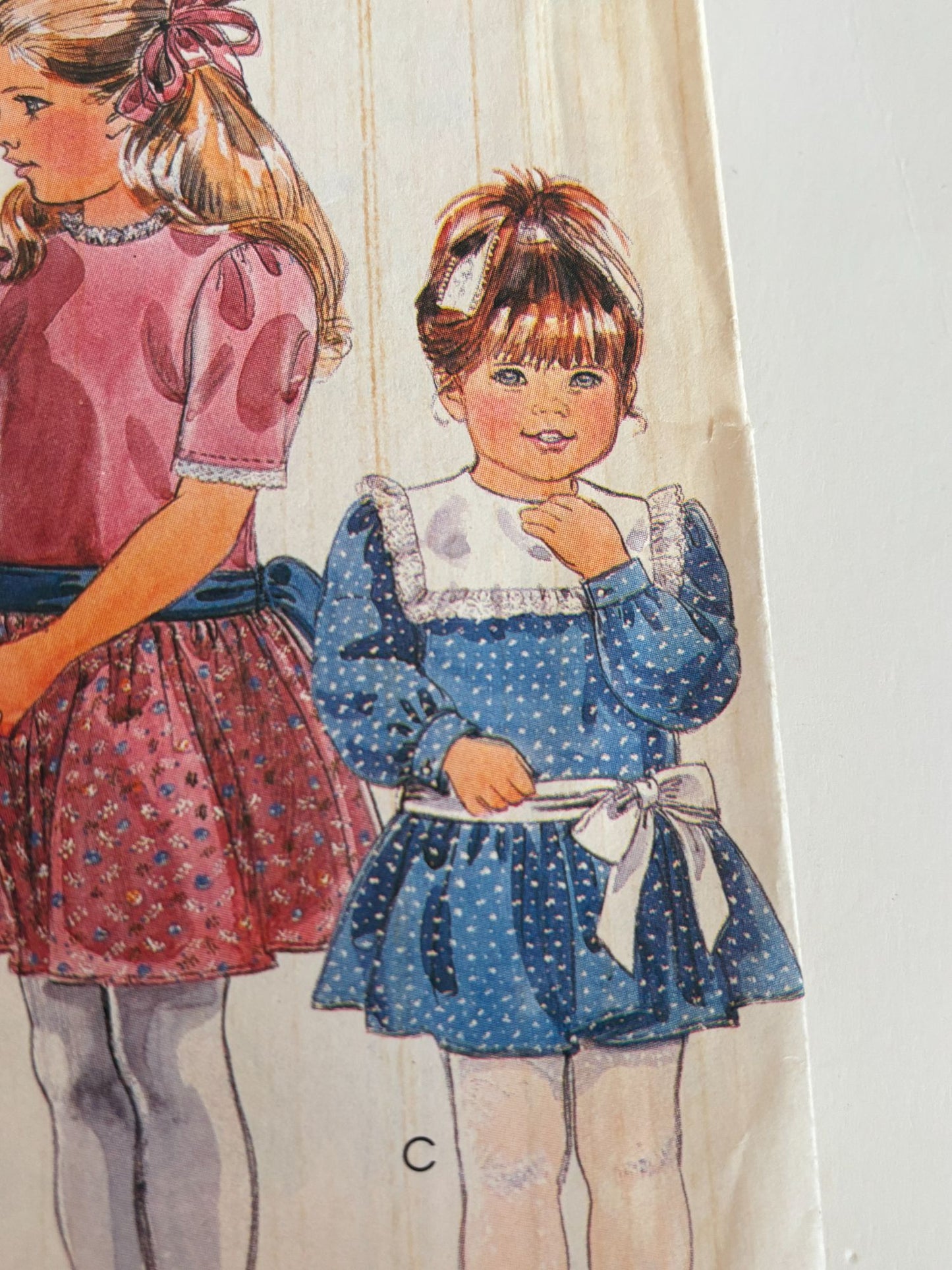 McCalls Sewing Pattern 2843 Girls Party Dress Sash Sizes 2 3 4 Vintage 1980s UC