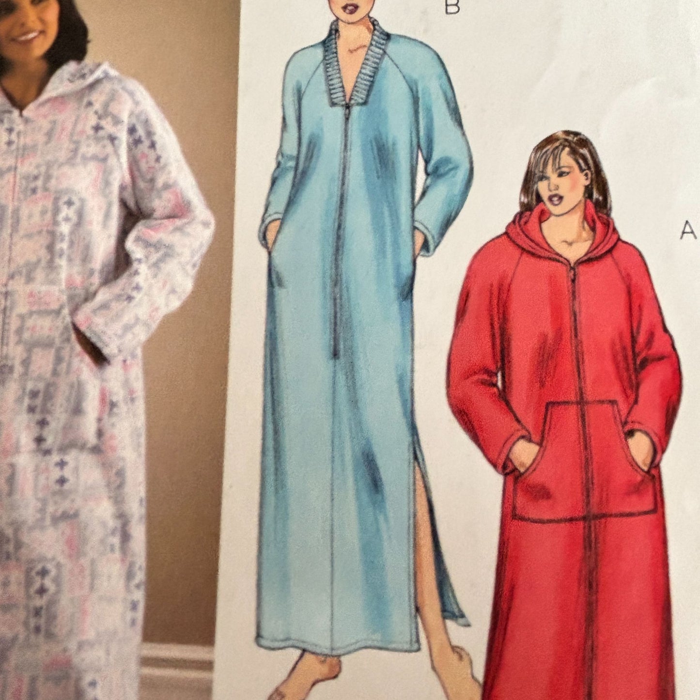 Kwik Sew Sewing Pattern K3209 Hooded Robe XS-XL Cozy Lounge Wear Fleece Loungewear Uncut