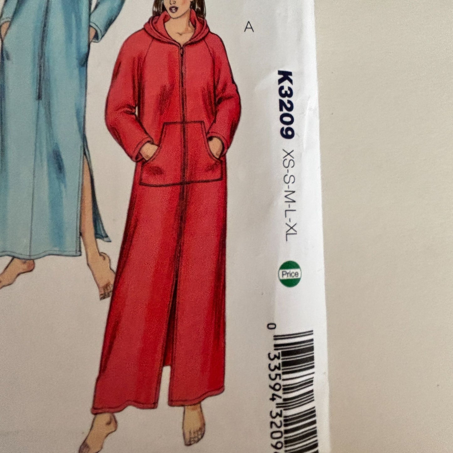 Kwik Sew Sewing Pattern K3209 Hooded Robe XS-XL Cozy Lounge Wear Fleece Loungewear Uncut