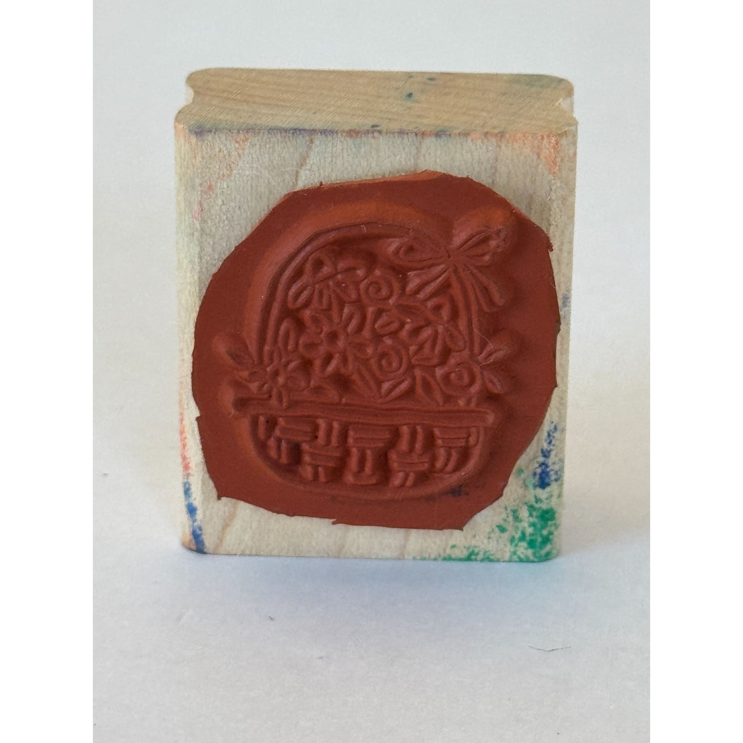 Stampin Up Rubber Stamp Flower Basket Mothers Day Card Making Easter Spring Wood