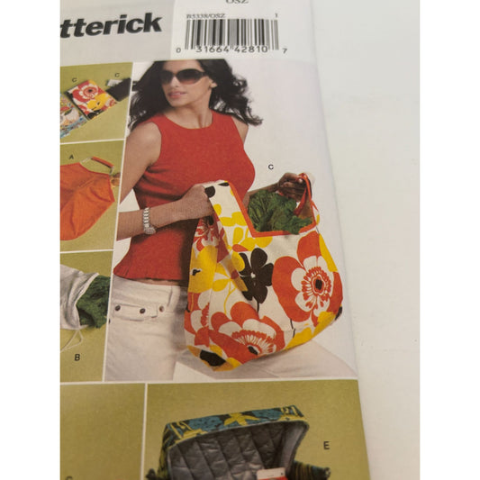 Butterick Sewing Pattern B5338 Lunch Bag Produce Bag Reusable Grocery Bags Uncut