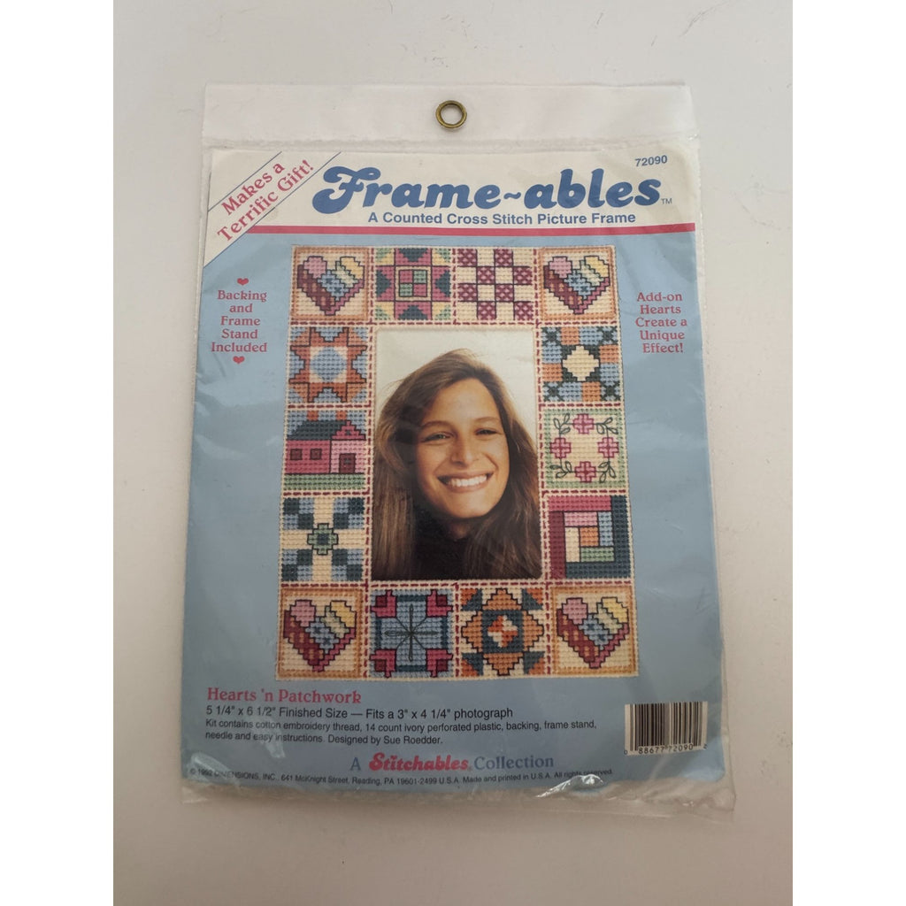 Stitchables Counted Cross Stitch Kit Hearts N Patchwork Picture Frame Dimensions