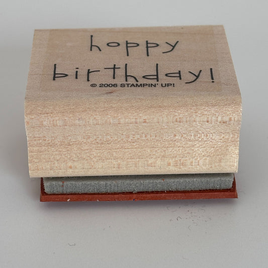 Stampin Up Rubber Stamp Frog Pun Happy Hoppy Birthday Card Making Word Sentiment