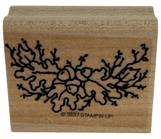 Stampin Up Rubber Stamp Acorn Oak Leaves Leaf Branch Fall Nature Card Making