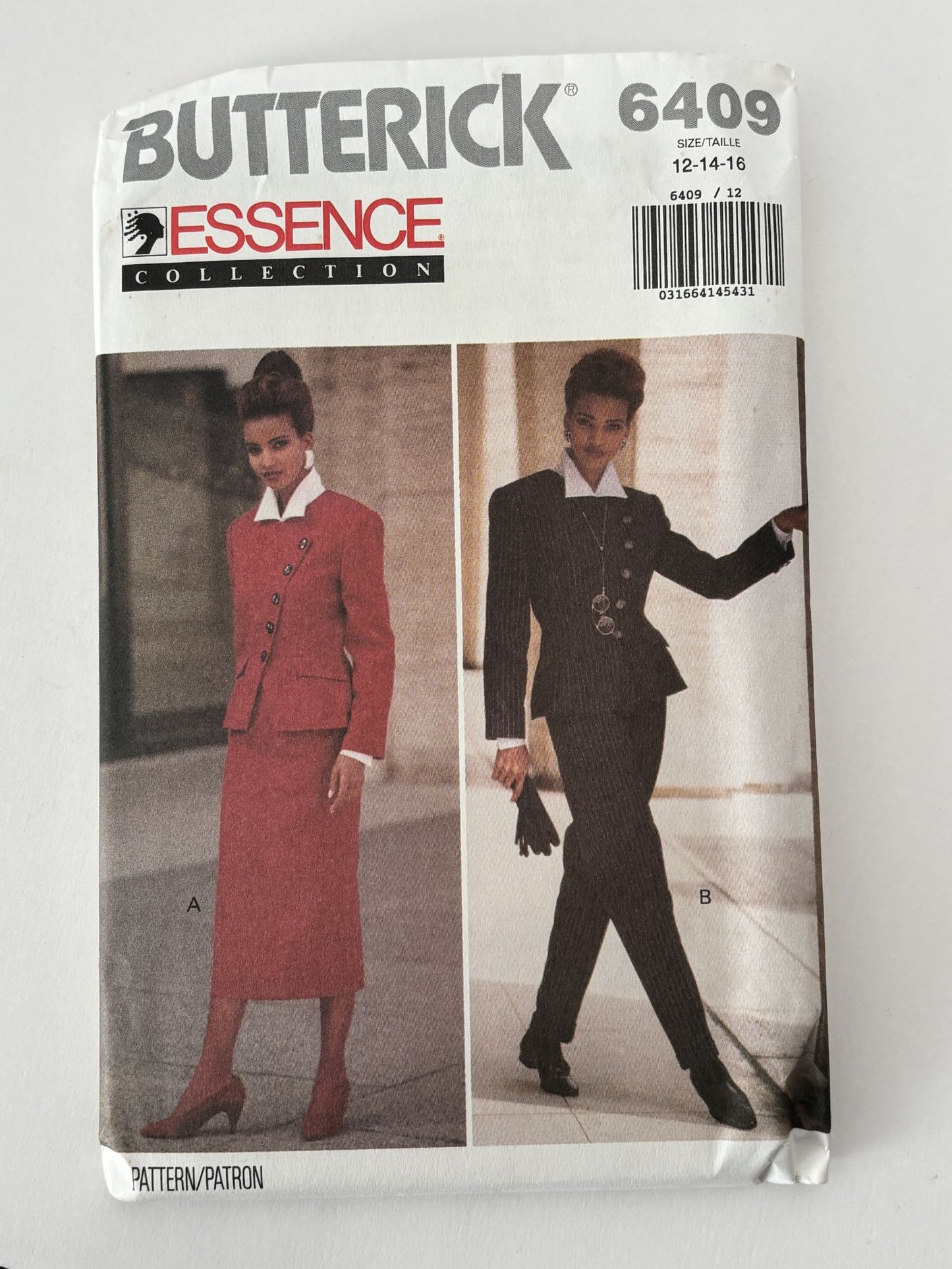 Butterick Sewing Pattern 6409 90s Power Suit Jacket Skirt Top Pants 12 14 16 UC