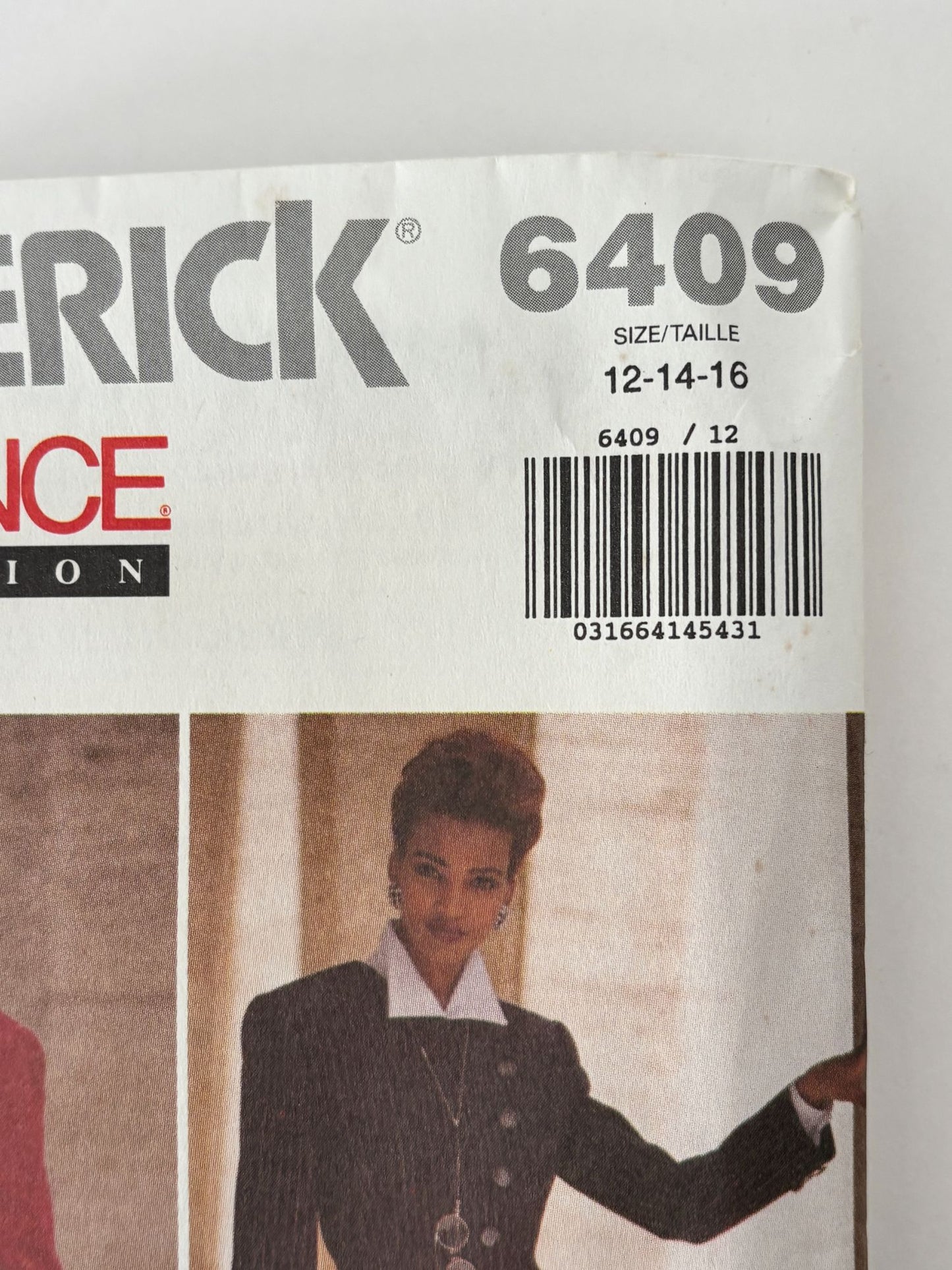 Butterick Sewing Pattern 6409 90s Power Suit Jacket Skirt Top Pants 12 14 16 UC