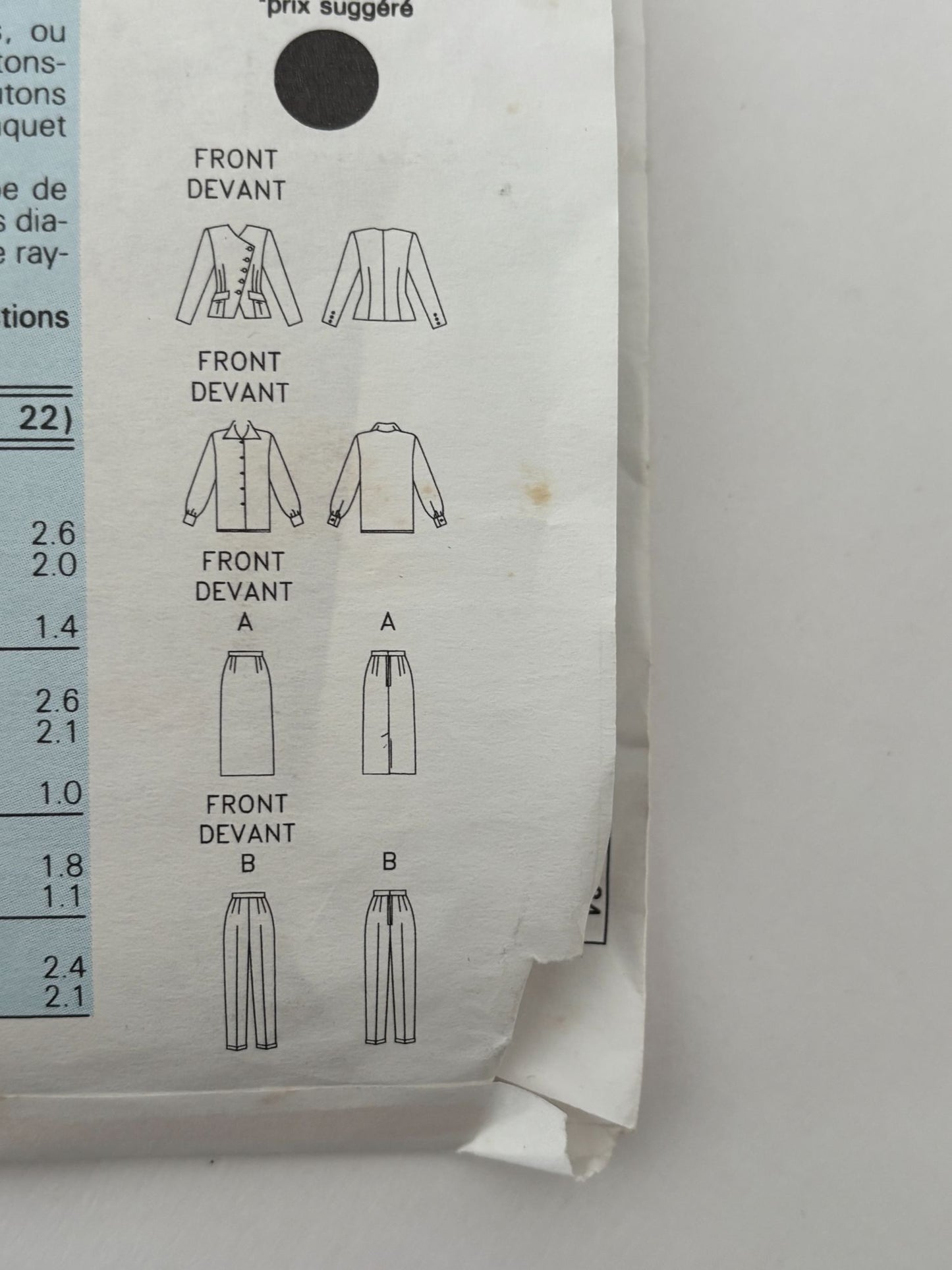 Butterick Sewing Pattern 6409 90s Power Suit Jacket Skirt Top Pants 12 14 16 UC