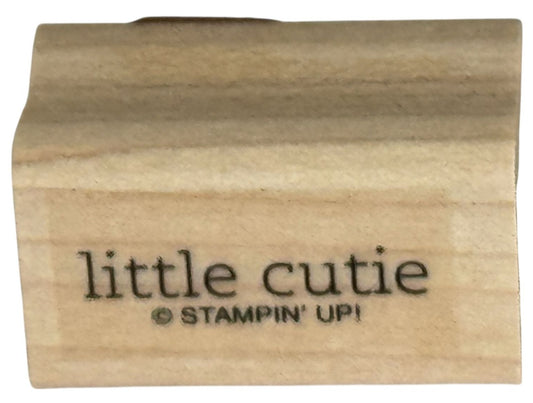Stampin Up Rubber Stamp Little Cutie Baby Shower Cardmaking Words Sentiment Wood