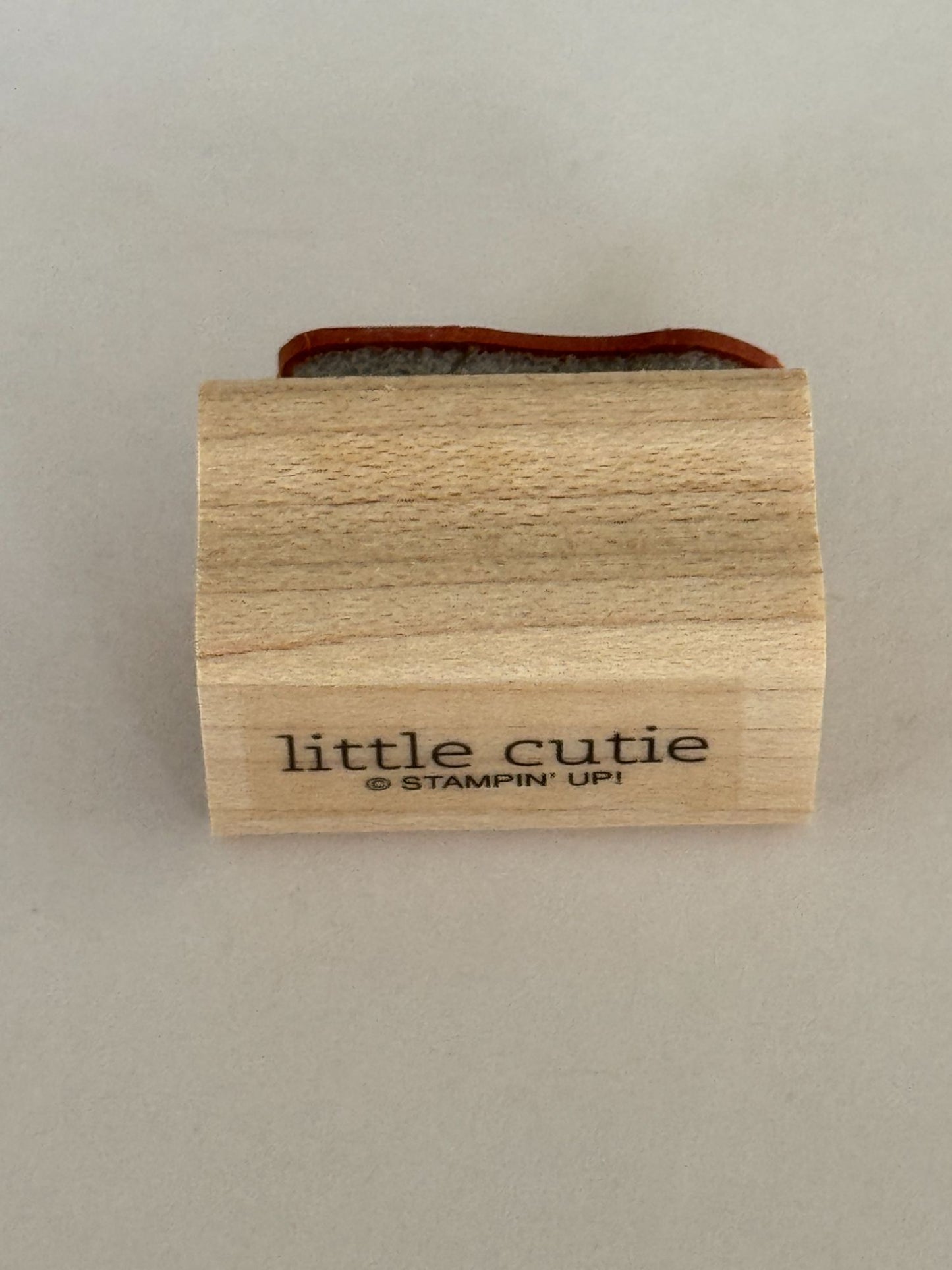 Stampin Up Rubber Stamp Little Cutie Baby Shower Cardmaking Words Sentiment Wood