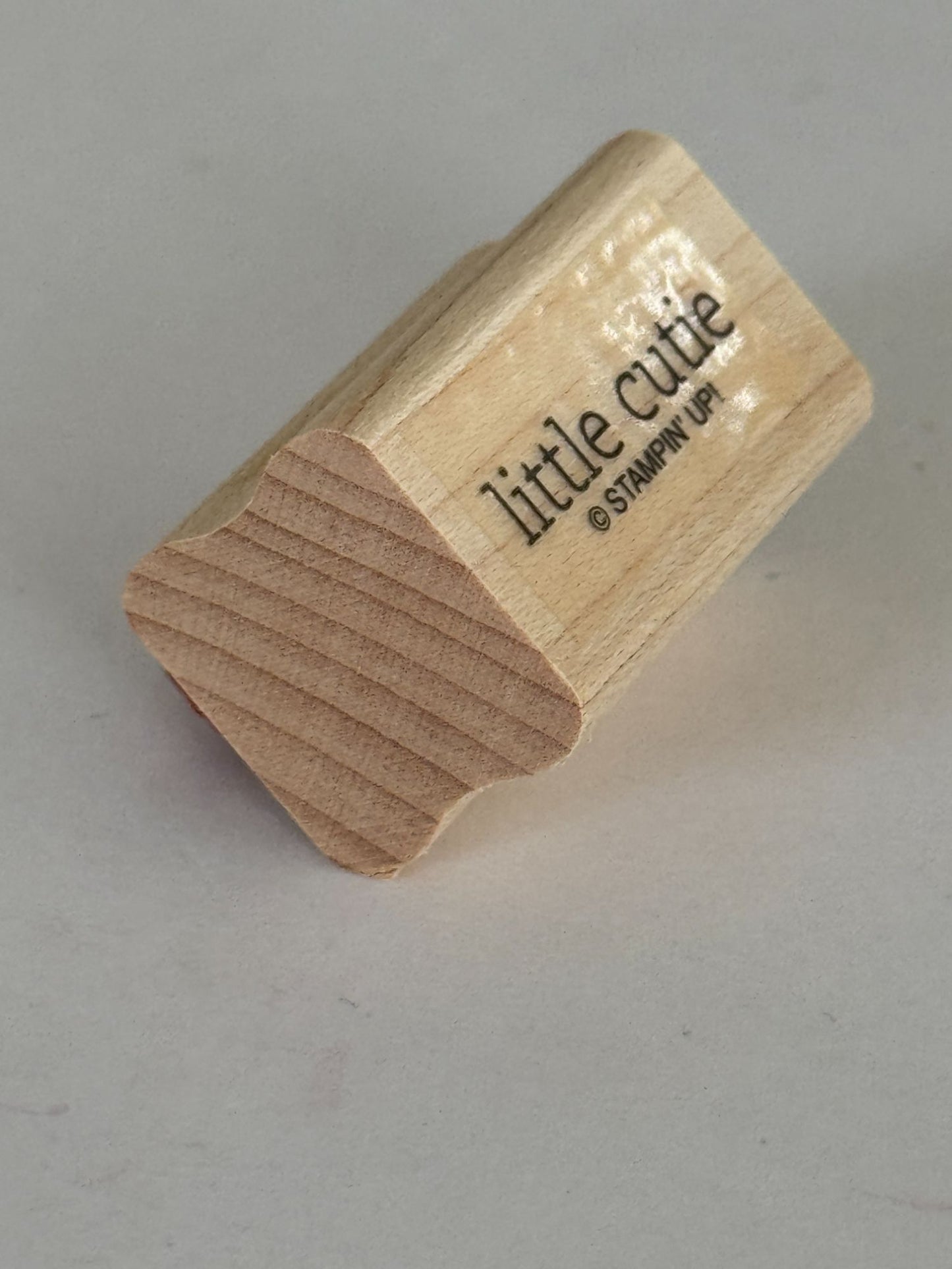 Stampin Up Rubber Stamp Little Cutie Baby Shower Cardmaking Words Sentiment Wood