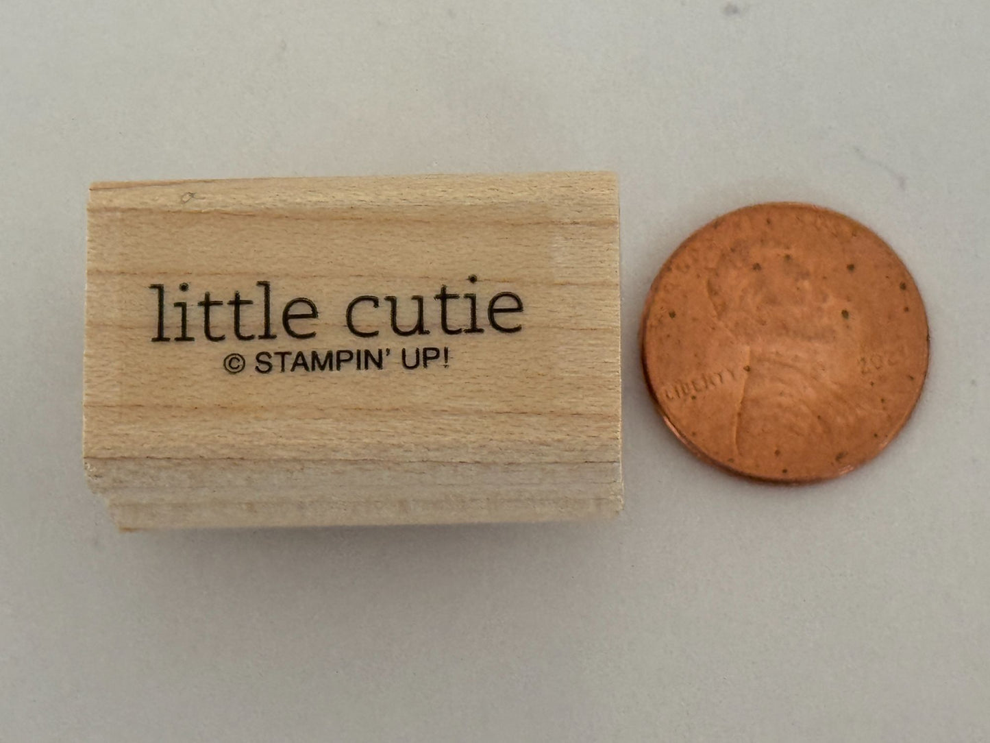 Stampin Up Rubber Stamp Little Cutie Baby Shower Cardmaking Words Sentiment Wood