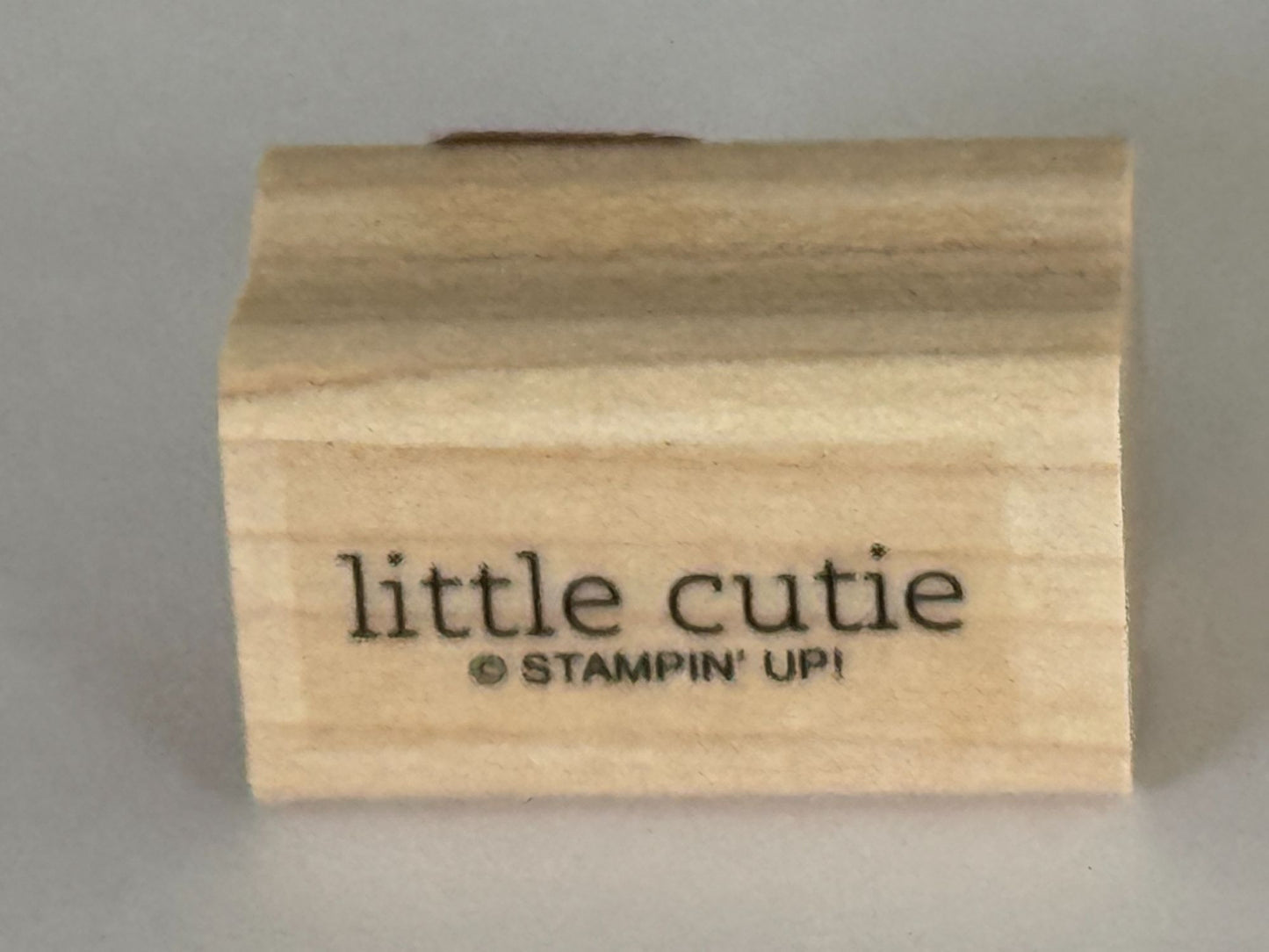 Stampin Up Rubber Stamp Little Cutie Baby Shower Cardmaking Words Sentiment Wood