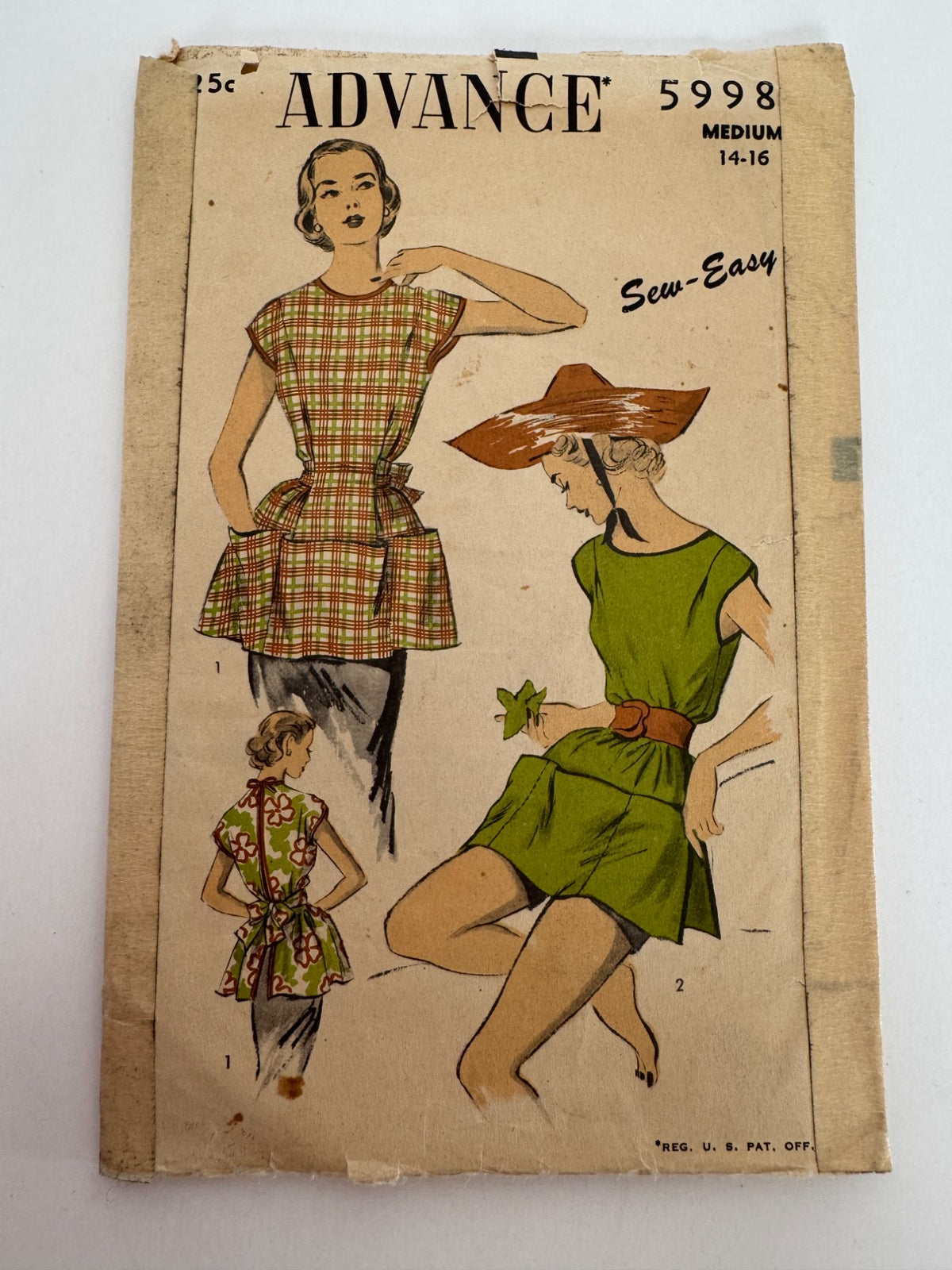 Advance Sewing Pattern 5998 Apron Poncho Medium 14-16 Vintage 1950s Easy