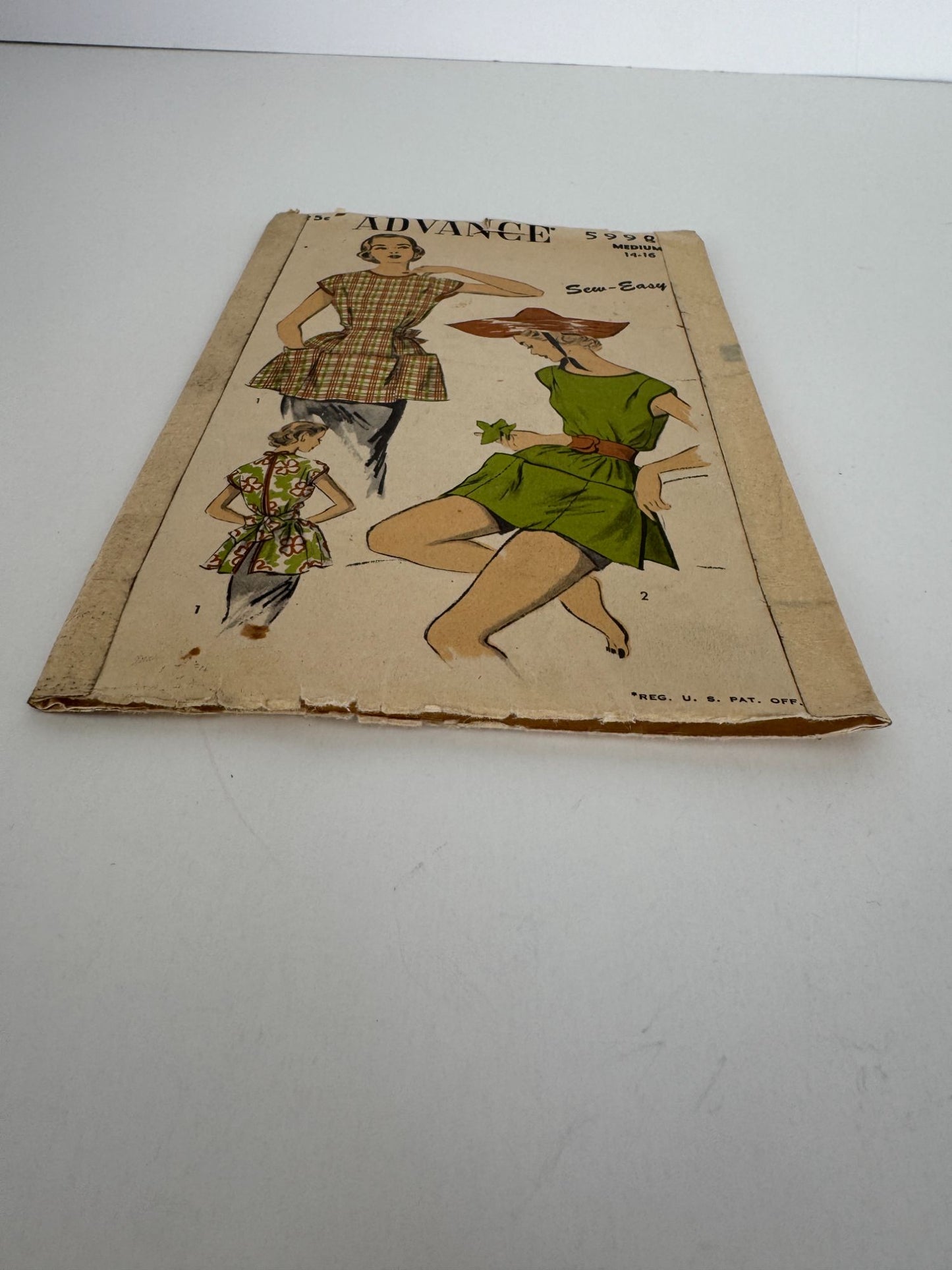 Advance Sewing Pattern 5998 Apron Poncho Medium 14-16 Vintage 1950s Easy