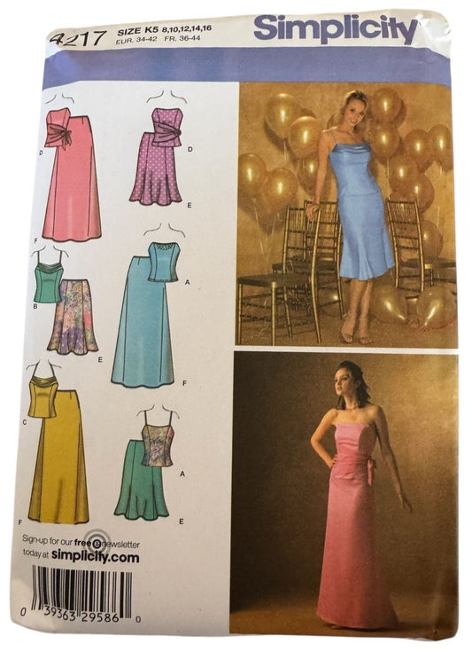 Simplicity Sewing Pattern 4217 Special Occasion Dress Prom Top Long Skirt 8-16