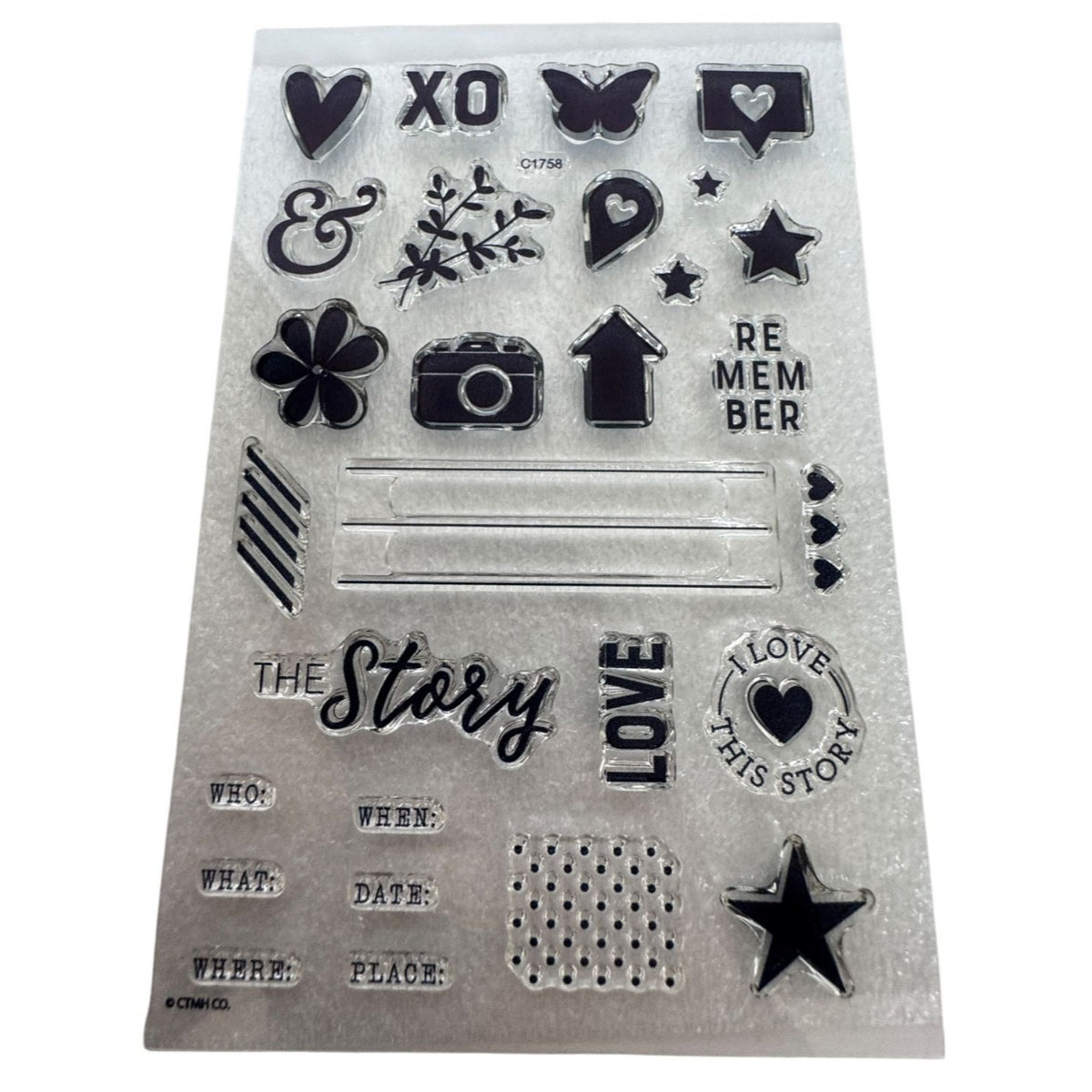 CTMH My Acrylix Acrylic Stamp Set Details I Love Memory Journaling Camera C1758