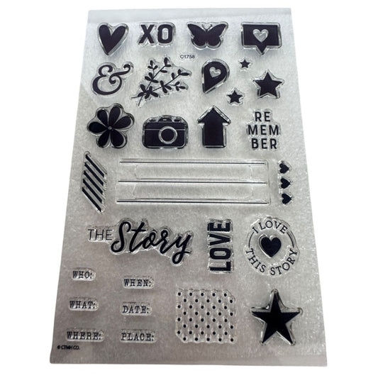 CTMH My Acrylix Acrylic Stamp Set Details I Love Memory Journaling Camera C1758