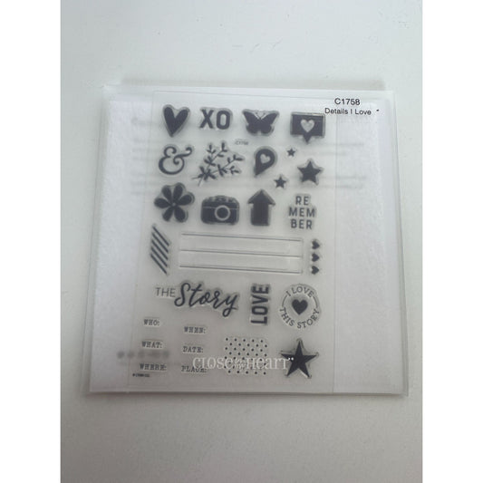 CTMH My Acrylix Acrylic Stamp Set Details I Love Memory Journaling Camera C1758