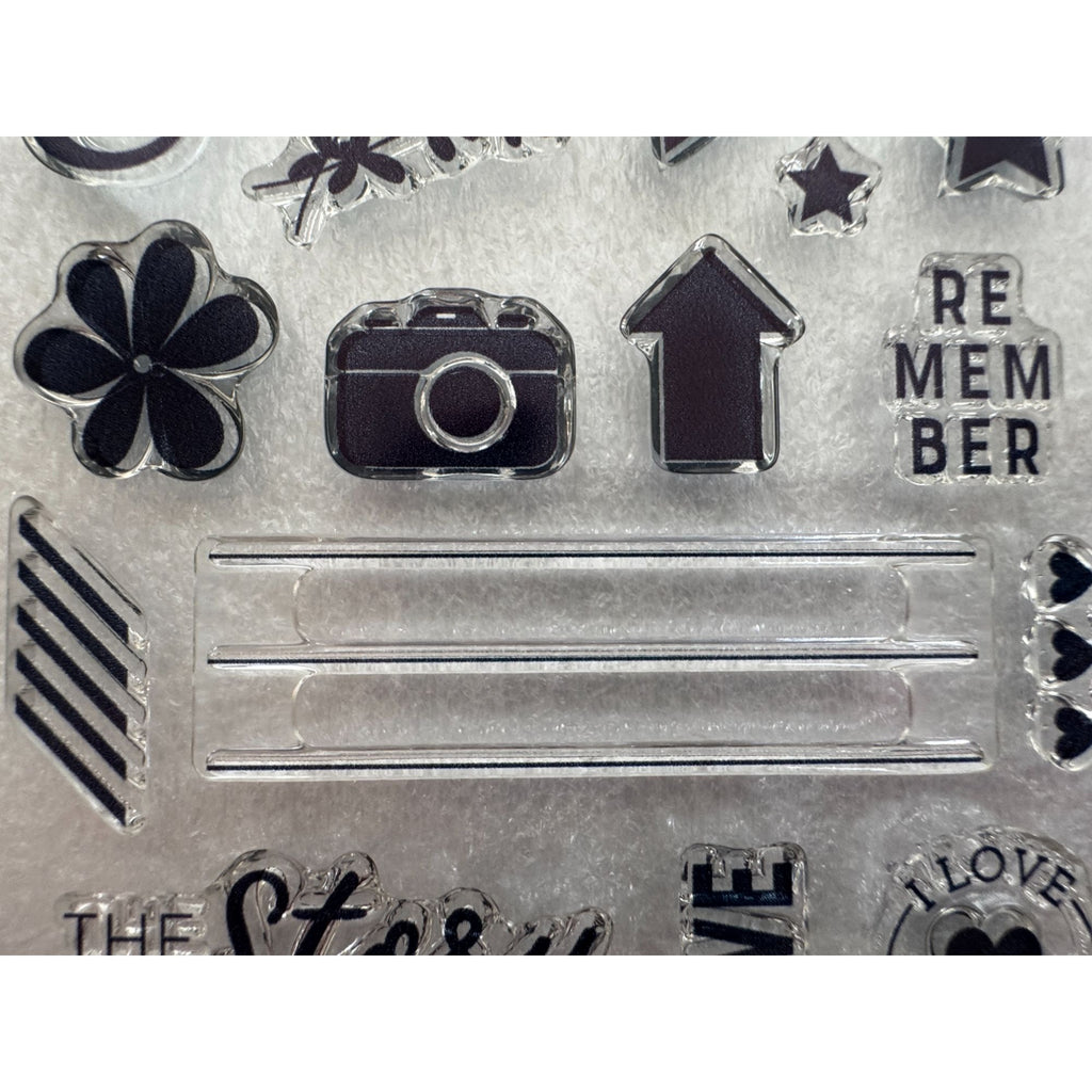 CTMH My Acrylix Acrylic Stamp Set Details I Love Memory Journaling Camera C1758