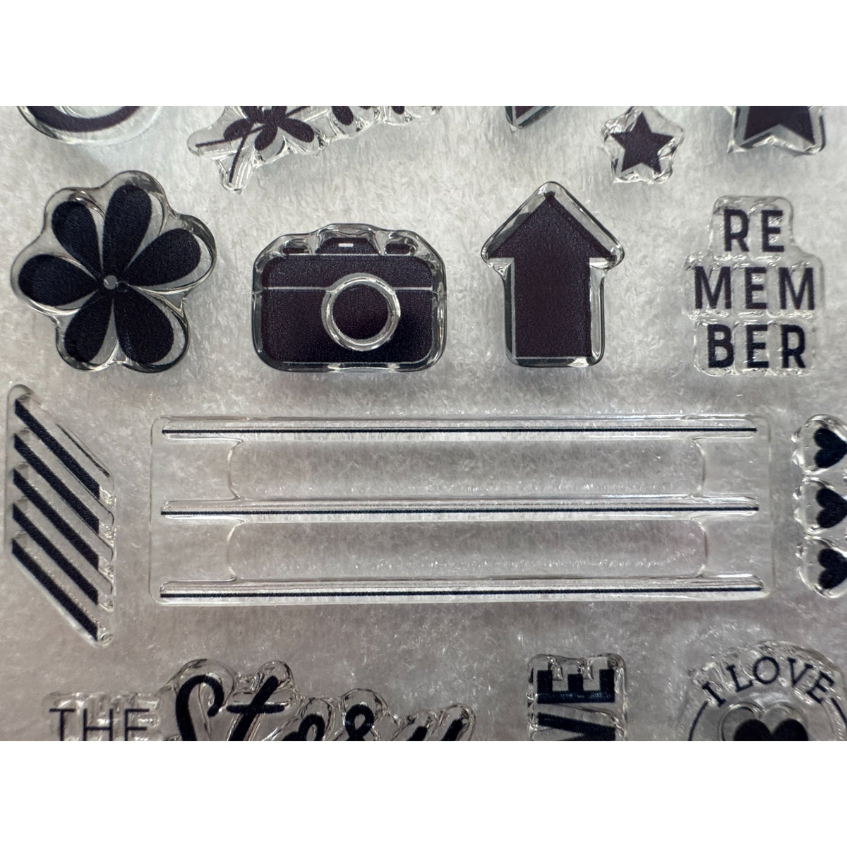 CTMH My Acrylix Acrylic Stamp Set Details I Love Memory Journaling Camera C1758