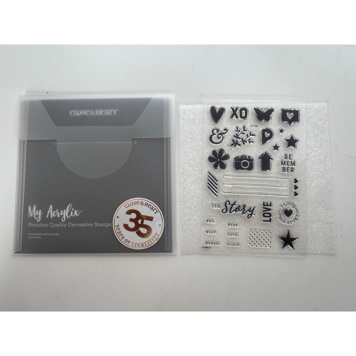 CTMH My Acrylix Acrylic Stamp Set Details I Love Memory Journaling Camera C1758