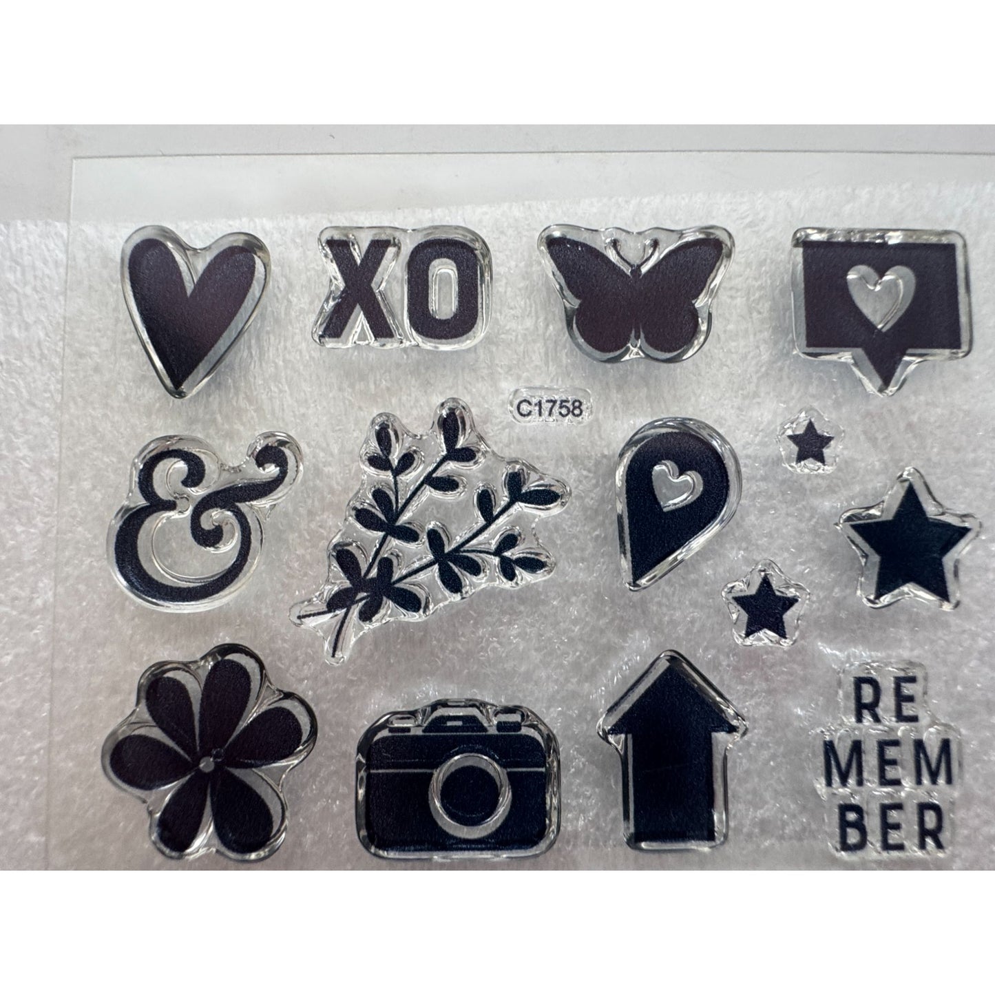 CTMH My Acrylix Acrylic Stamp Set Details I Love Memory Journaling Camera C1758