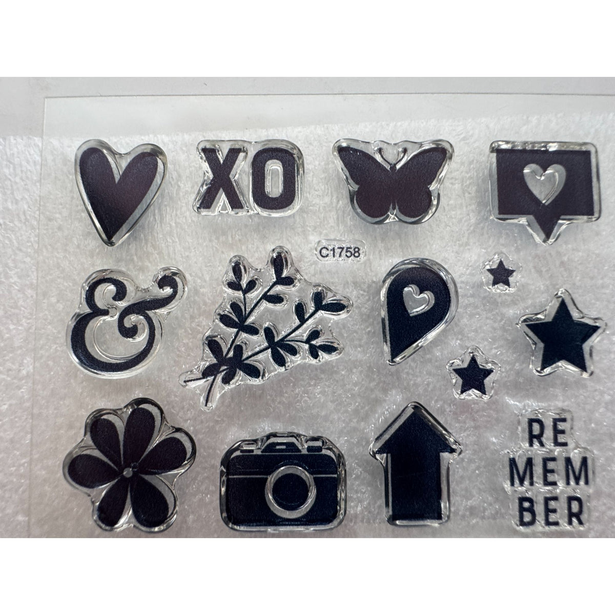 CTMH My Acrylix Acrylic Stamp Set Details I Love Memory Journaling Camera C1758