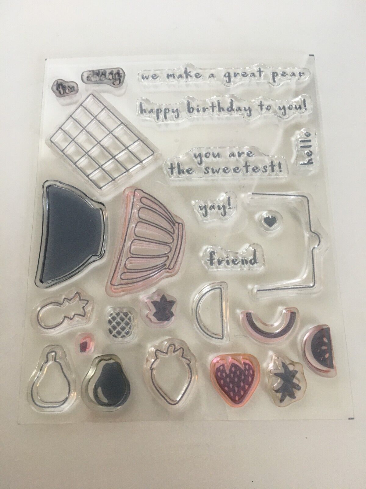 Stampin Up Fruit Basket Acrylic Stamps Food Hello Happy Birthday Friend To From